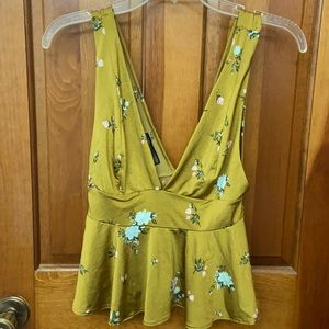 Urban Outfitters Gold V-neck floral top